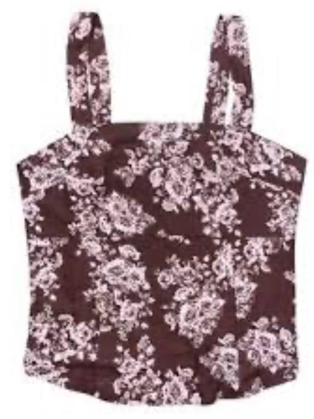 Sim & Sam Floral Square-Neck Tank Top Brown/Pink NWT. Sz. Large